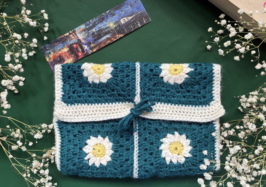 Handmade Crochet Daisy Book Sleeve